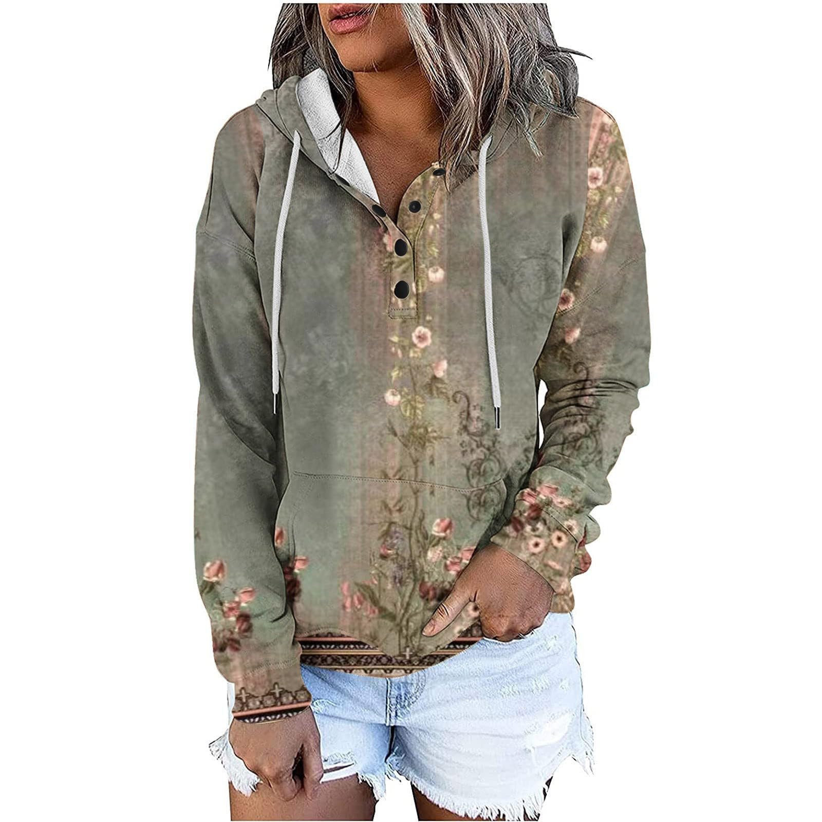 ChdirnelySweatshirts for Women UK Print Aztec Hoodie Pullover Casual Oversized Long Sleeve Tops Ladies Boho Vintage Sweatshirts Outerwear Sweater Autumn Winter Streetwear