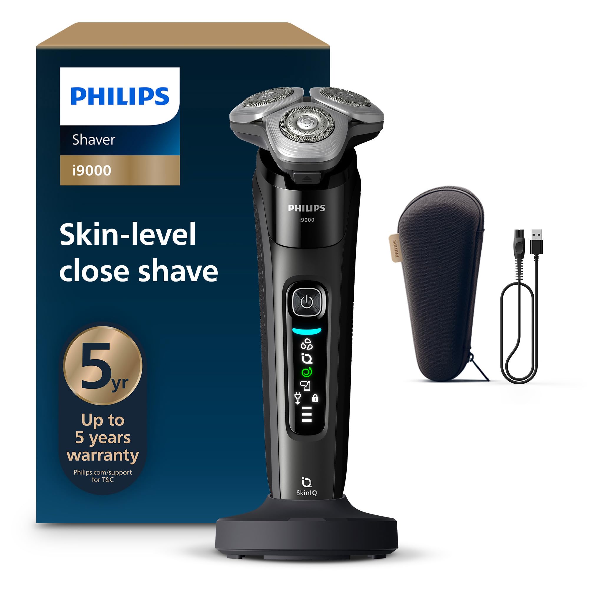Philips Shaver i9000, Wet & Dry Electric Shaver, Ink Black, with