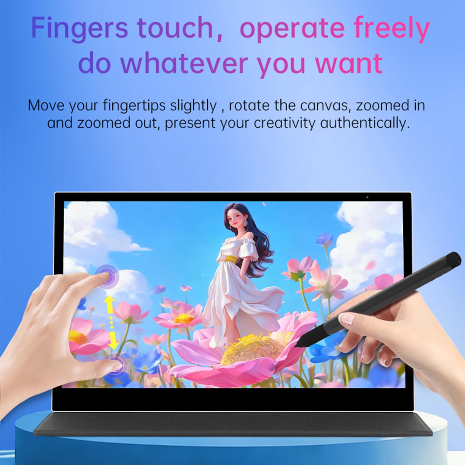 Diyeeni Tablet Graficzny P120T 11,6 Cala, Monitor Graficzny z 16384 Poziomami Ciśnienia, 120% SRGB, Sterowanie Dotykowe, 5080LPI, do Rysowania, Malowania, Projektowania i Nauczania