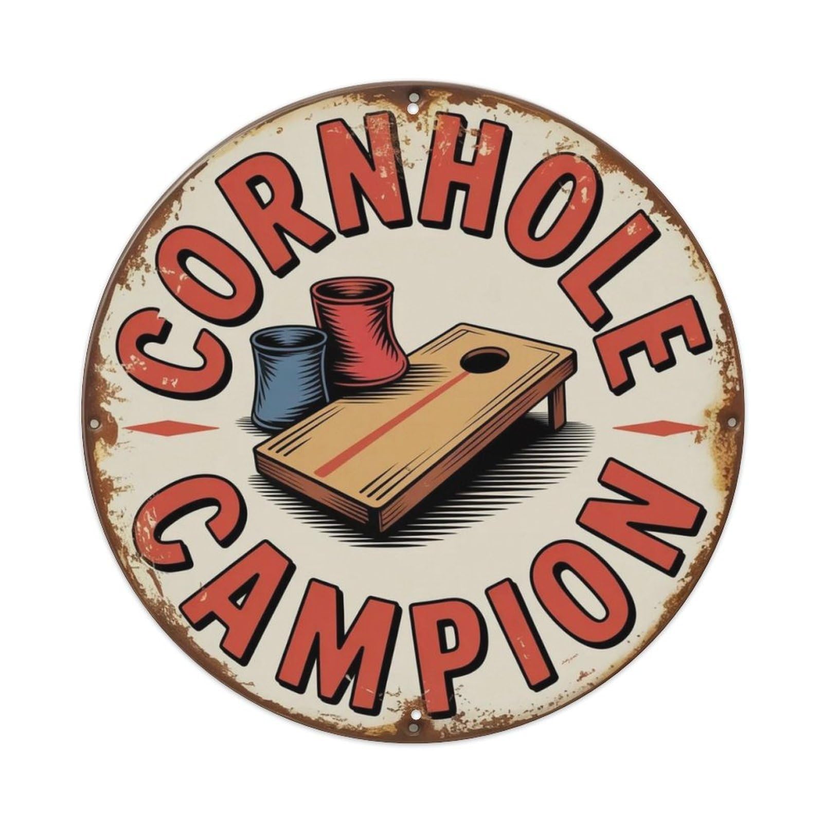 Cornhole Champion Metal Tin Sign Plaque
