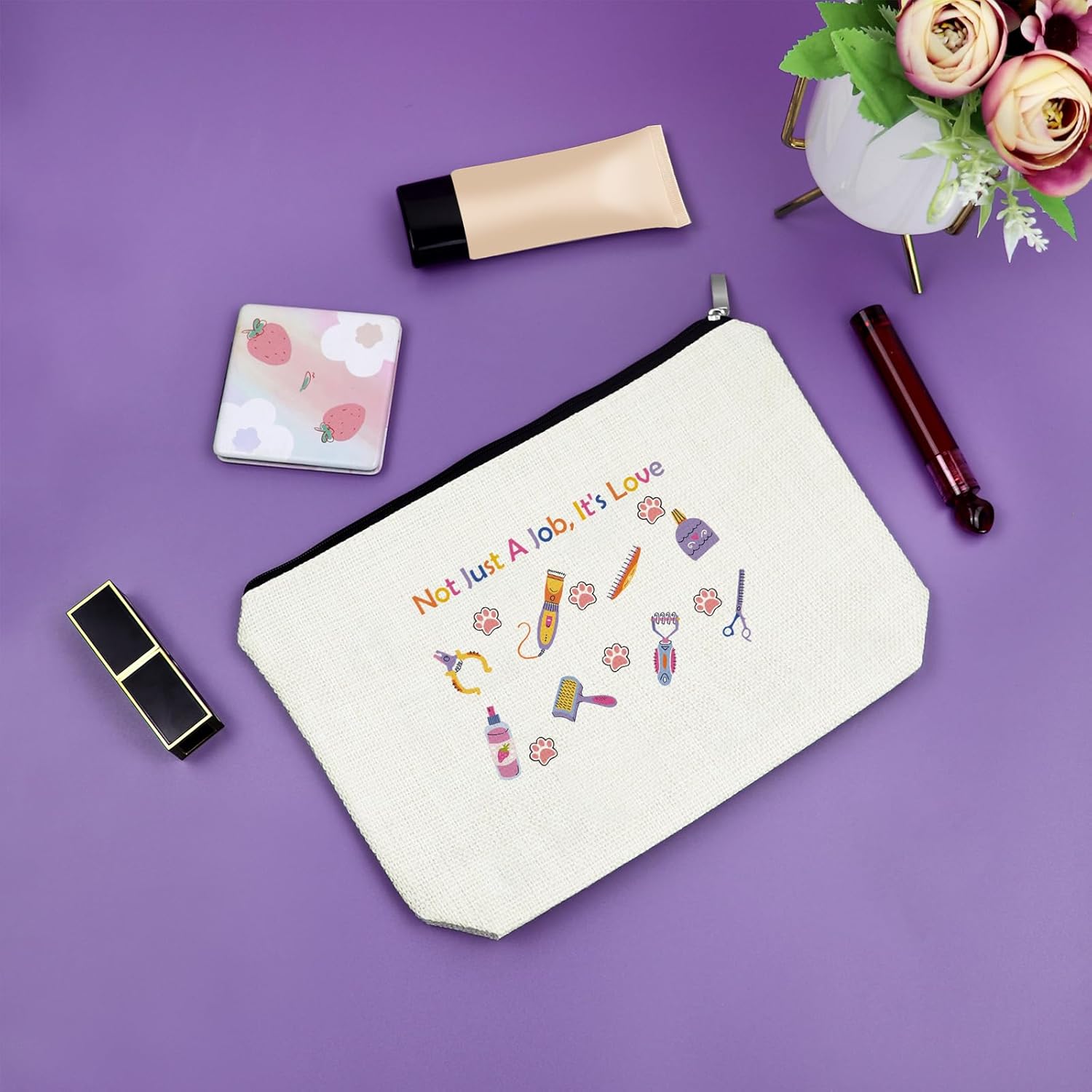 Sazuwu Dog Groomer Gifts for Women Makeup Bag Groomer Pet Lover Funny Birthday Gifts for Dog Mom Owner Gift Grooming Item Cute Animals Puppy Hairdresser Groomers Appreciation Gift Cosmetic Bag - Image 7