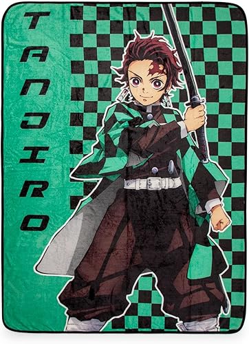 Demon Slayer Tanjiro Kamado Haori - Manta de forro polar | Funda de poliéster suave de felpa para sofá y cama, decoración acogedora del hogar,
