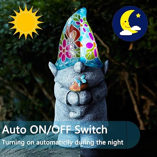 Miniatura 6 de Yiosax Decoración de jardín de Pascua al aire libre, gnomos luminosos más grandes con luces solares de Navidad, nudos divertidos para patio, césped,