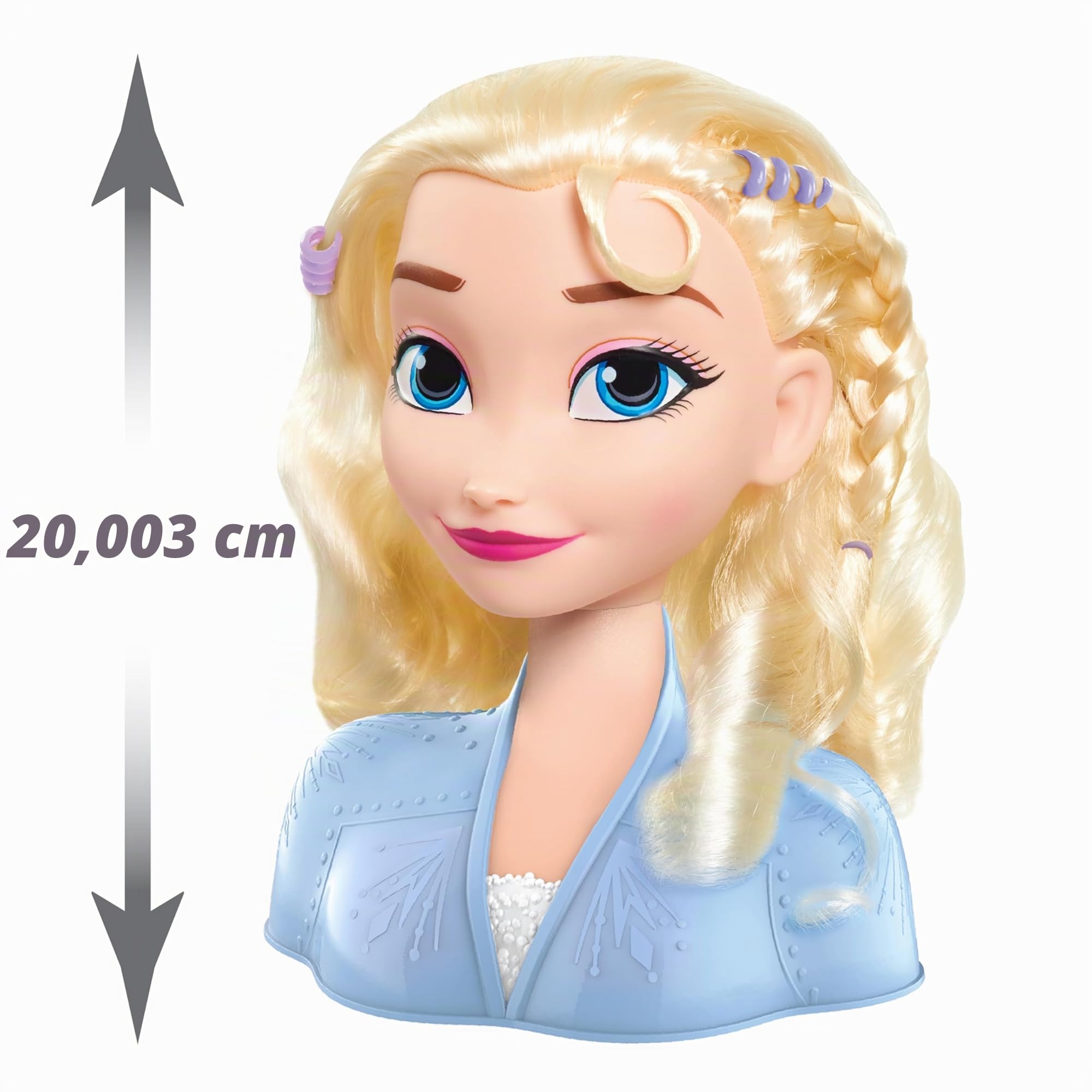 Frozen Testa di Elsa da pettinare 2 Disney, 17 pezzi inclusi accessori da indossare e condividere, biondo, acconciature, giocattoli per bambini dai 3 anni in su di Just Play, Multicolore, 26.04, 32806