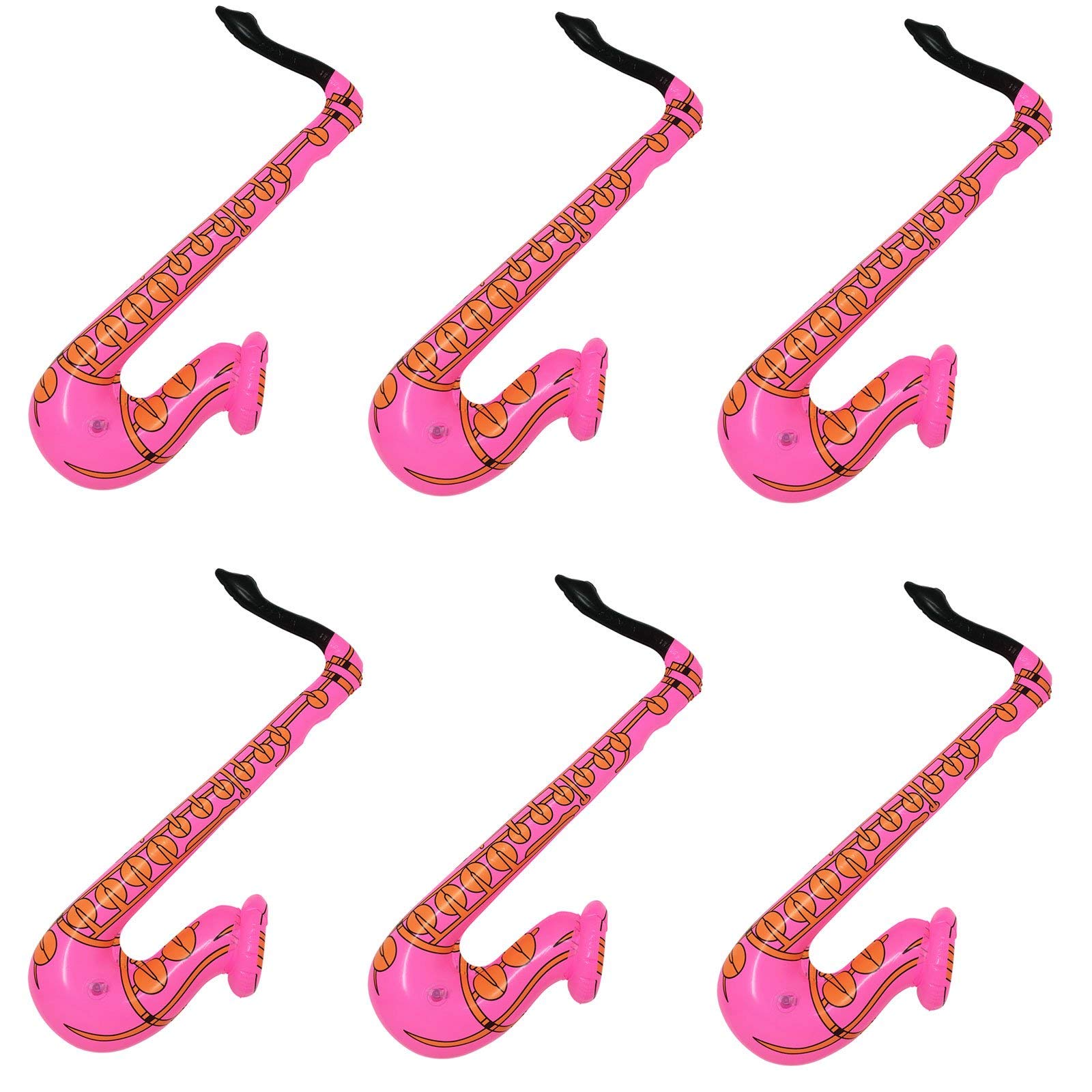 WS Accessories Inflatable Saxophone 60cm [Pink, Pack of 6]