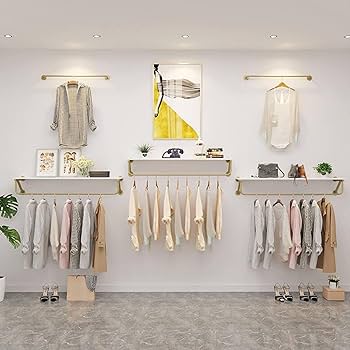 洋服 棚 Amazon｜衣料品店用壁掛け洋服吊り棚、小売ディスプレイ商用グレード