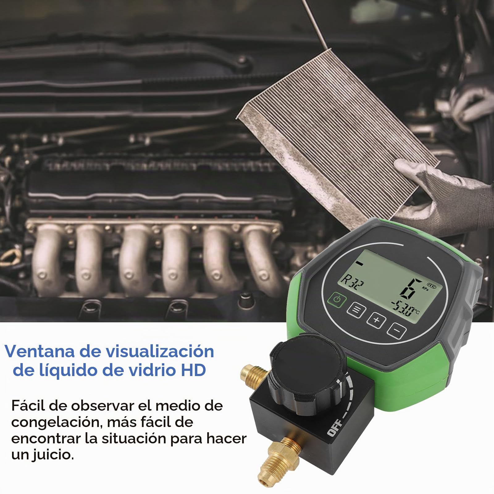 Medidor de Vacío Digital, Probador de Medidor de Vacío HVAC, Diseño de Válvula de Bola de 0-6000kPa, Ventana de Visualización HD, Alta Precisión para Mantenimiento e Instalación