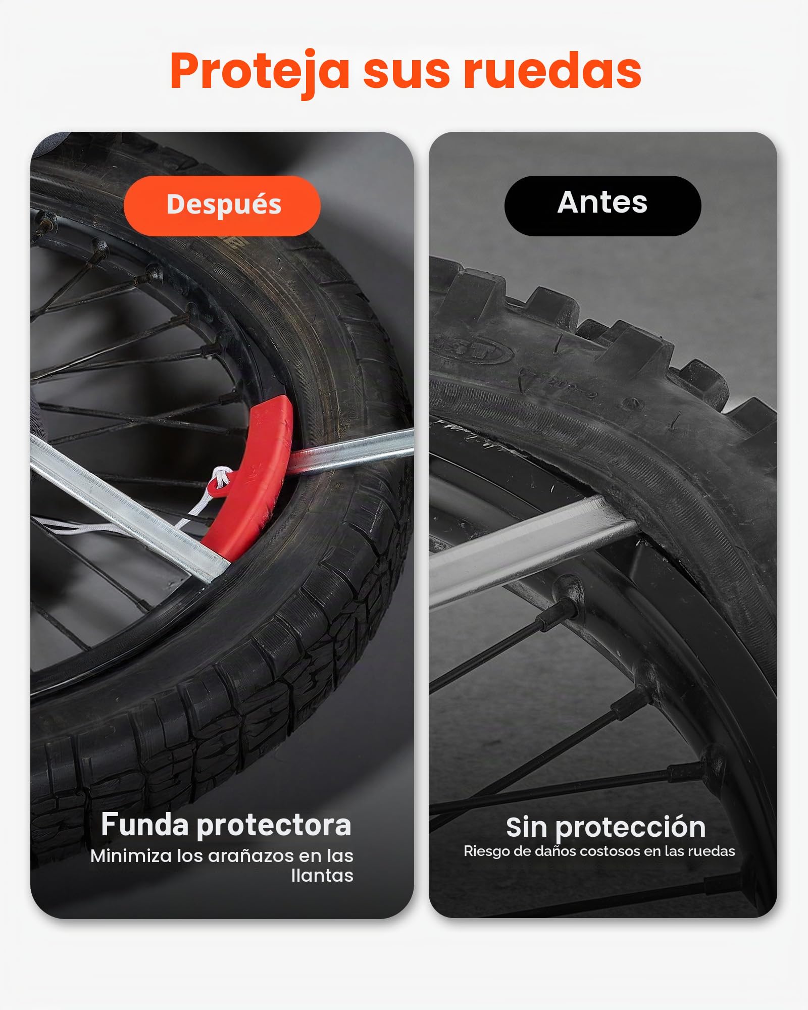 VEVOR Desmontadora de Neumáticos para Motos de Cross, Compatible con Ruedas de 406 a 533 mm, Adaptadores de Eje de 15-25 mm, Cambiador de Neumáticos de Motocross con Palancas, Funda Protectora
