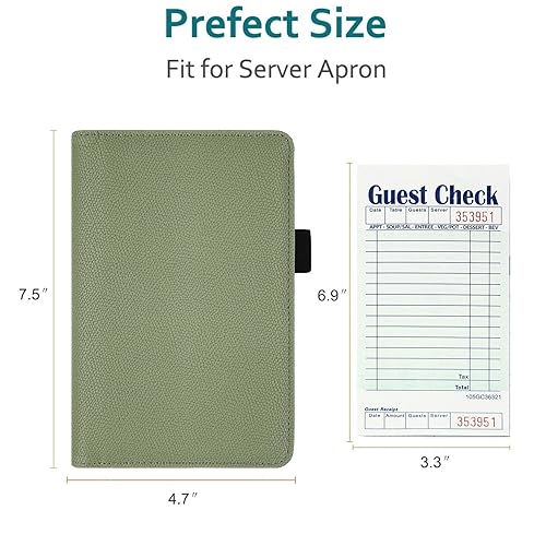 Miniatura 8 de RSAquar Libreta de servidores con bolsillo con cremallera, libros de cuero de primera calidad para camarera, cartera para camarera, delantal, color