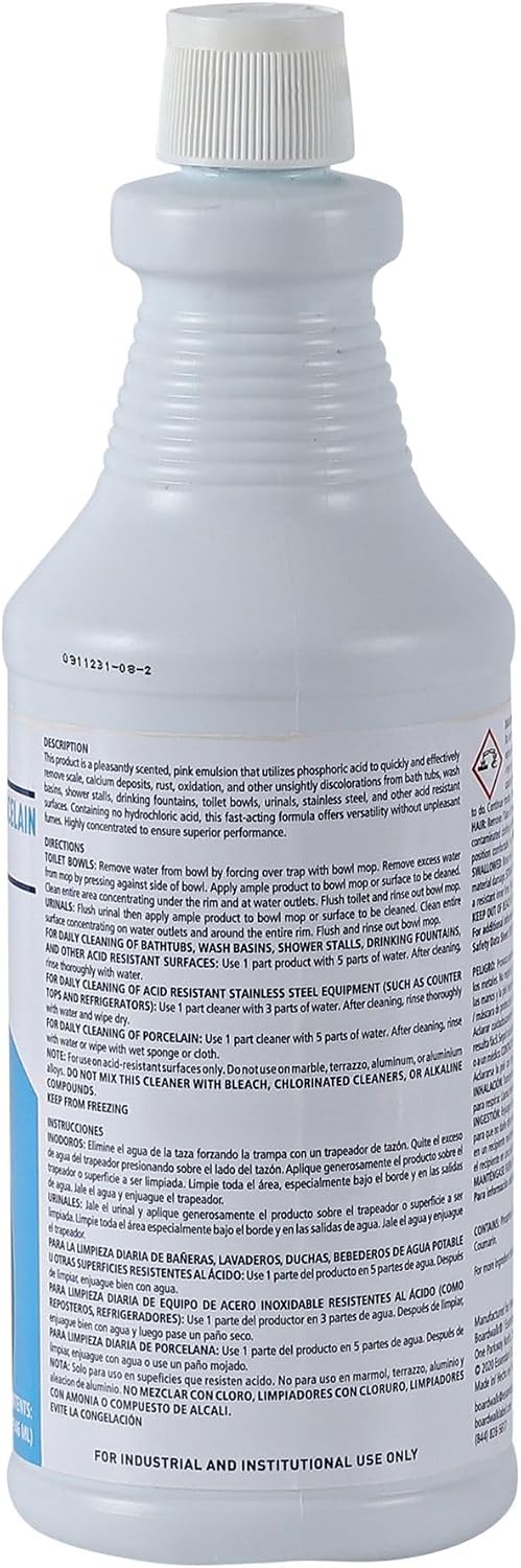 Boardwalk Industrial Strength Porcelain Bowl and Tile Cleaner, Floral Scent, 32 oz, 12/CT