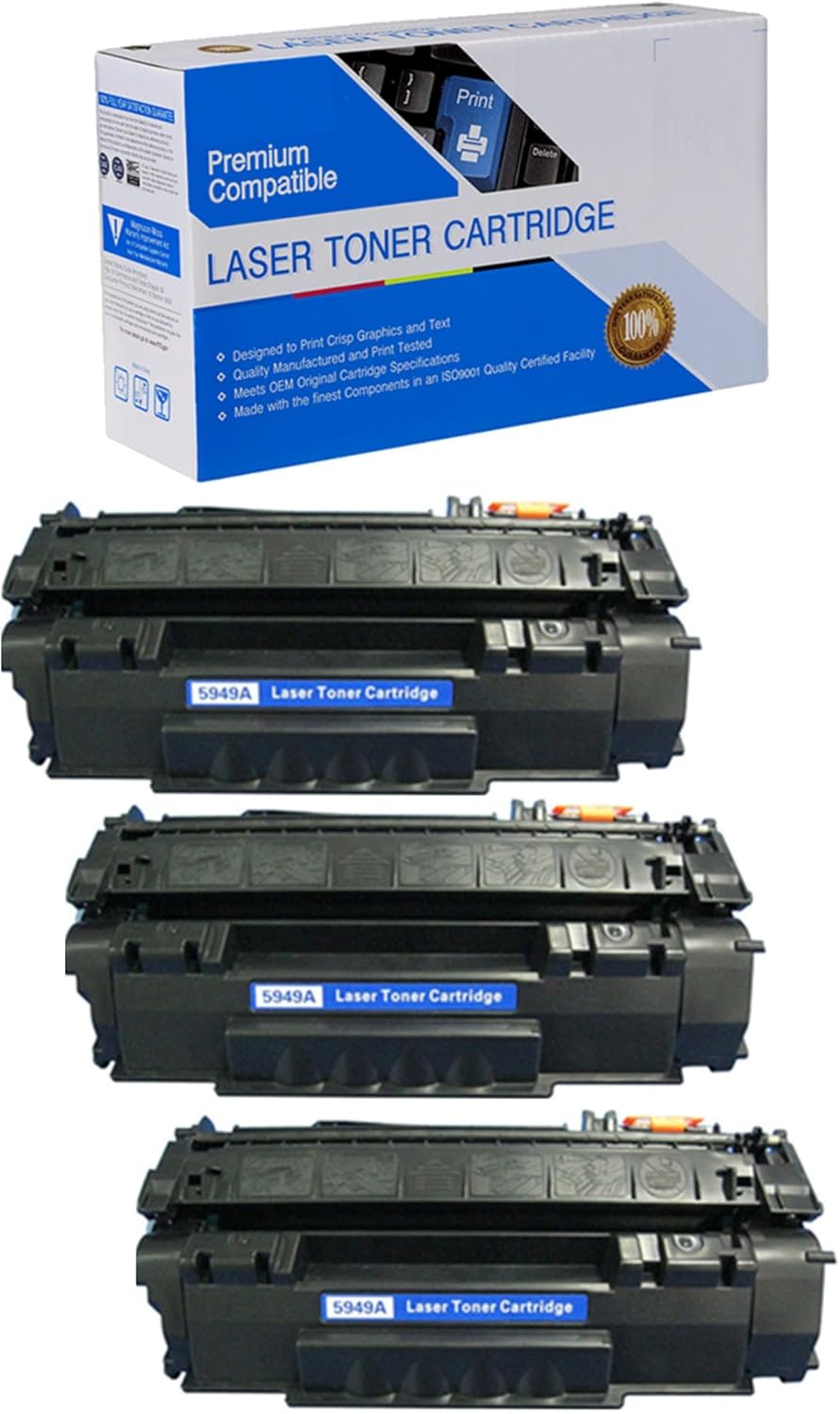 Compatible Toner Cartridge Replacement for HP 49A (Q5949A) Black - Compatible with Laserjet 1160 1320 1320N 1320NW 1320TN 3390 3395 (3 Pack)