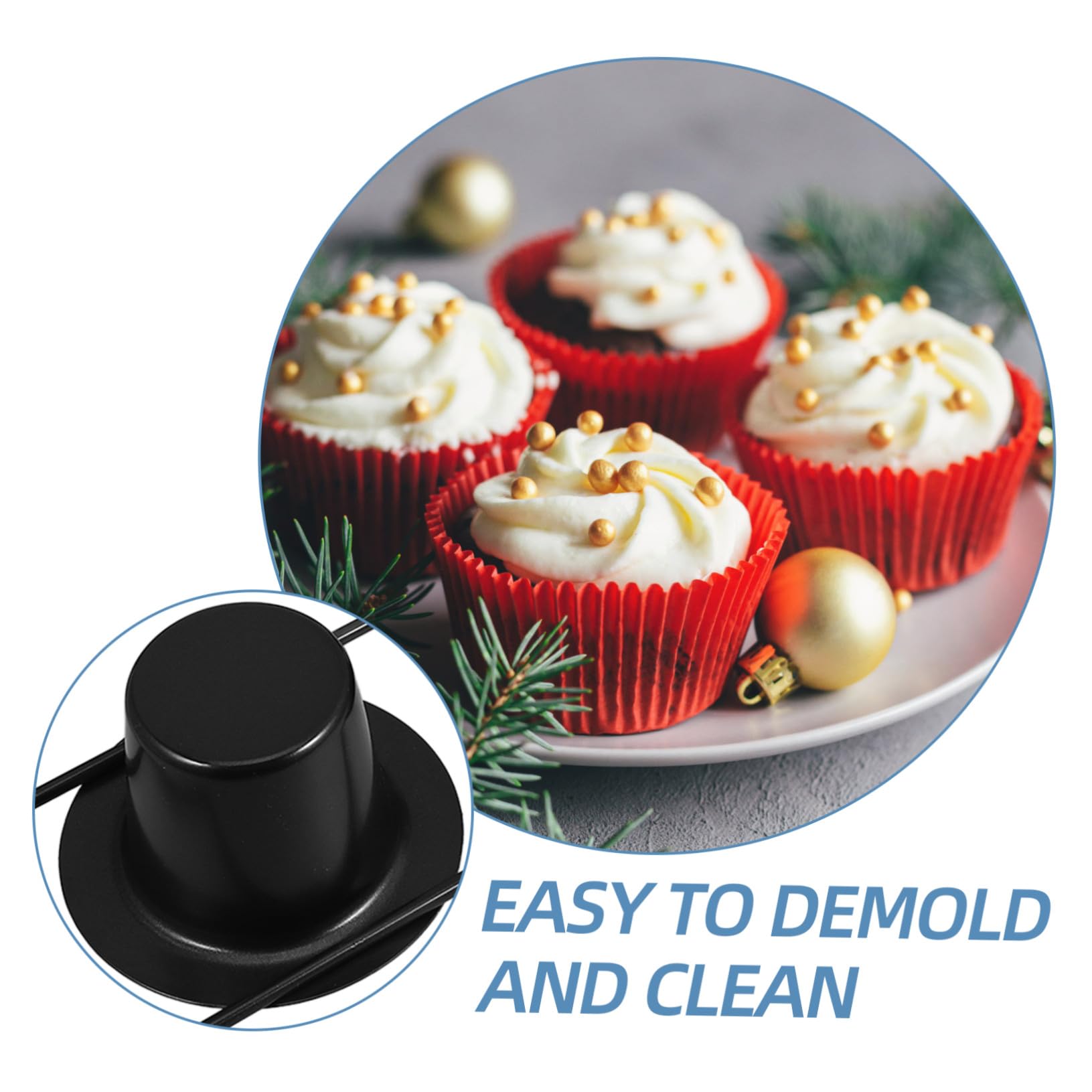 Muffinform Spülmaschinenfest aus Kohlenstoffstahl Schwarze mit Antihaftbeschichtung Dickwandige 6-fach Tassen Design zum Backen in Heimischen Küche und Partys
