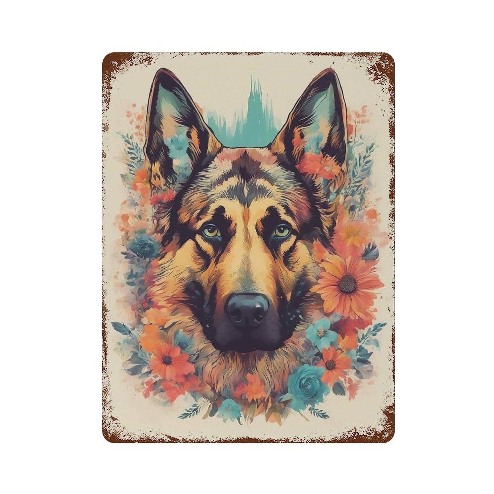 Vintage Rust Metal Sign with Dog002 Design 15.7"x11.8", for Farmhouse, Kitchen And Entryway Decor, Novelty Wall Decor