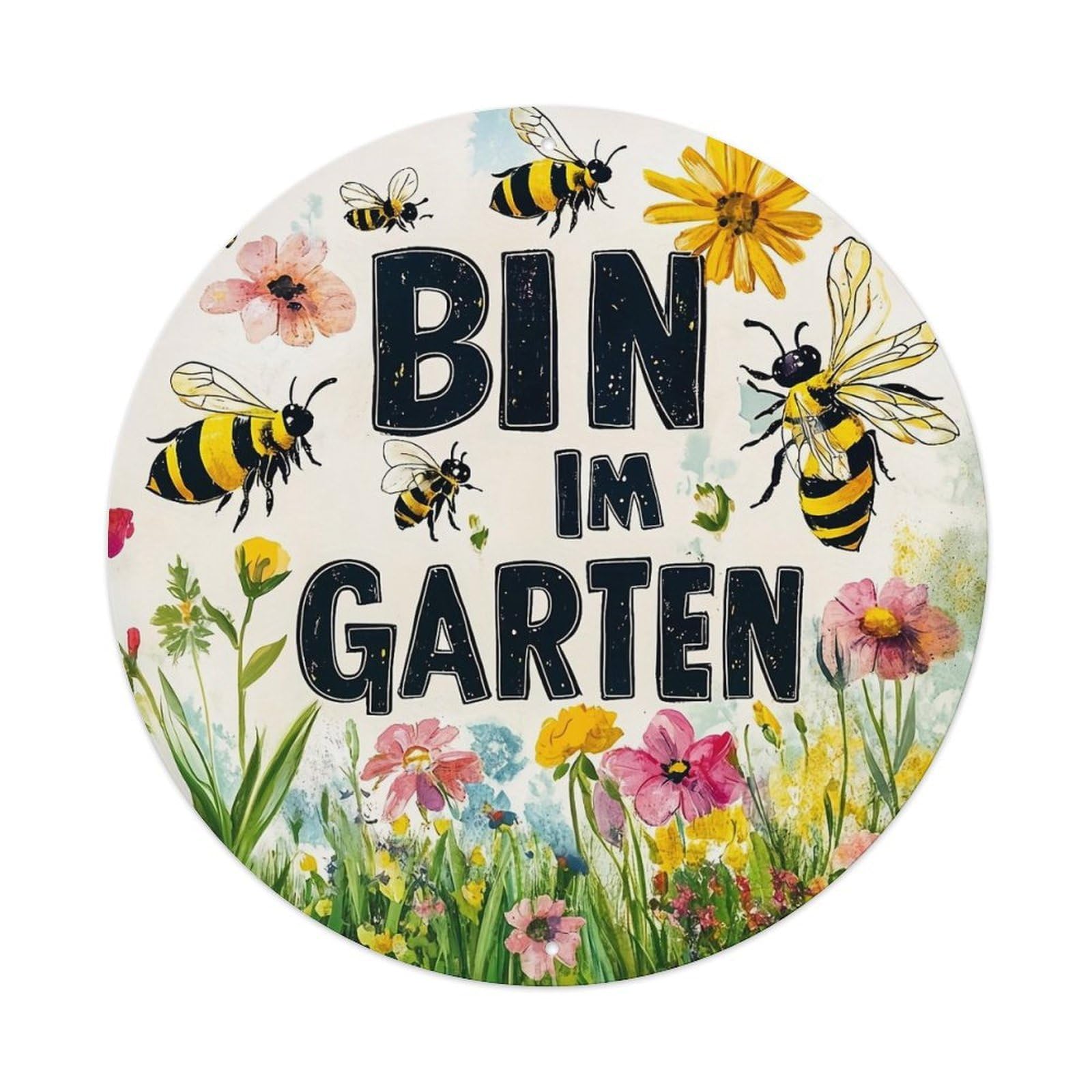 Bees Flowers Garden Text Art Metal Tin Sign Plaque