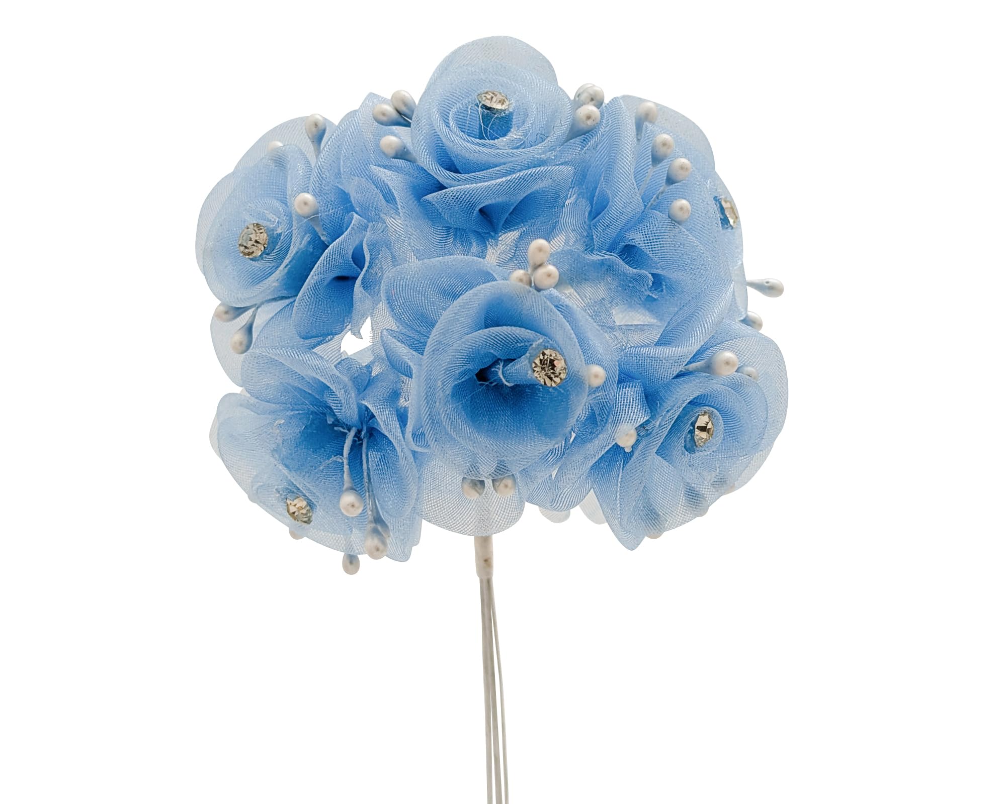 Fleurs artificielles en organza avec strass pour customiser un vêtement