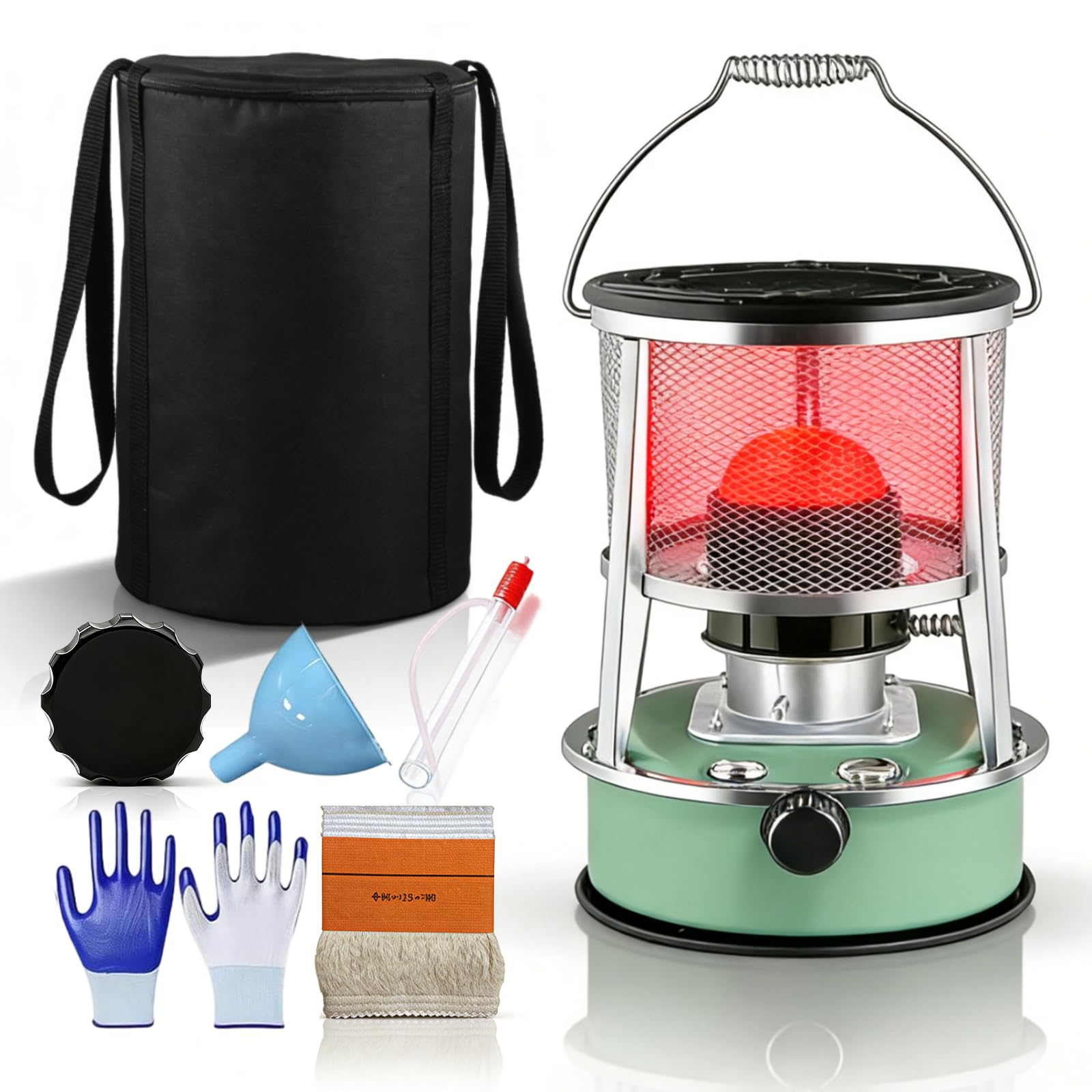 Kerosene Heaters for Indoor Use, 2-in-1 Portable Kerosene Heater & Stove, 9000 BTU Non-Electric Radiant Heater for Large Rooms up to 300 sq ft, 18–21h Runtime for Camping, Garage, Emergency (Black) — view 10