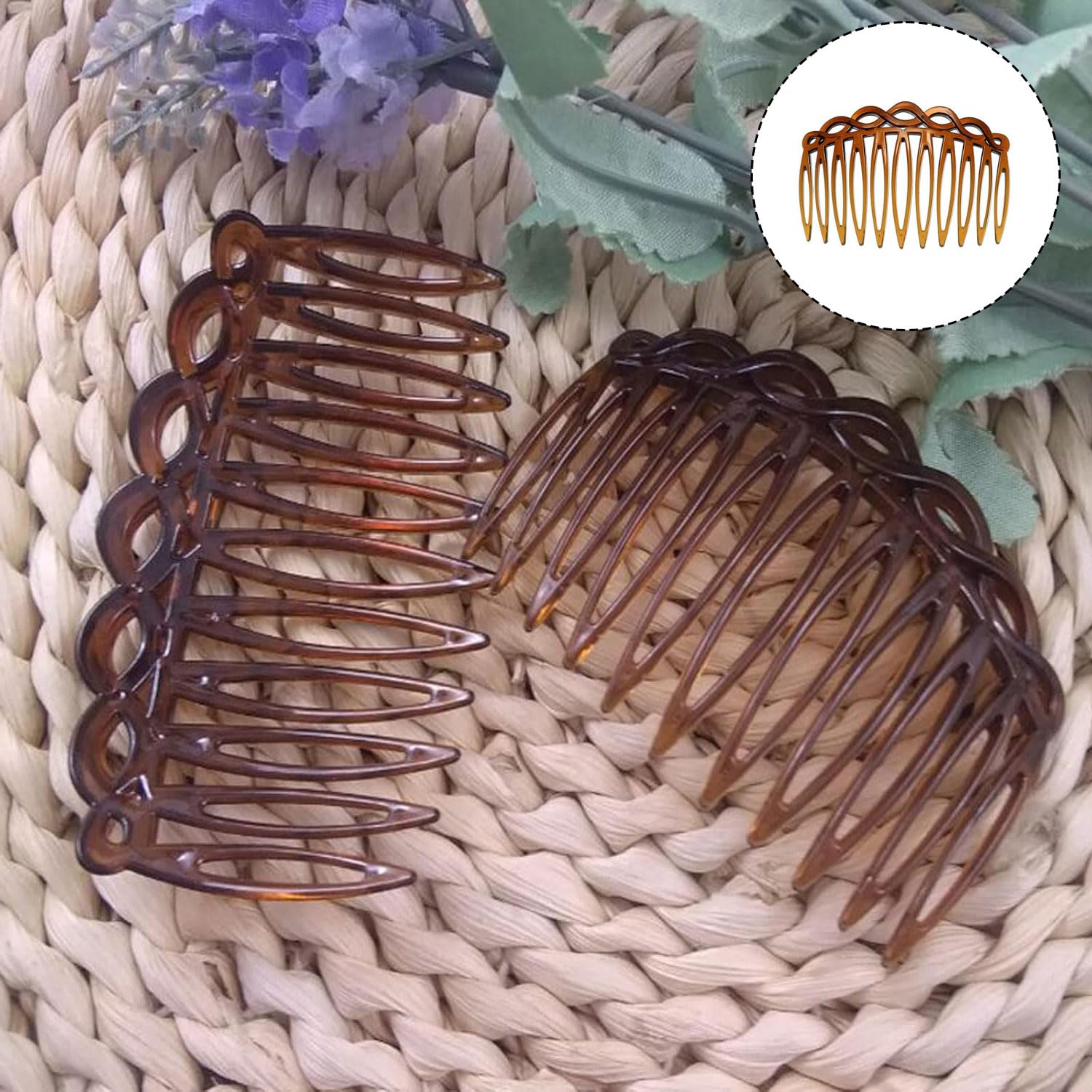 Juego de 6 peines laterales franceses antiestáticos para el cabello,peines de inserción de 11 dientes,accesorios decorativos para mujeres,para novias,velos de boda y eventos especiales.