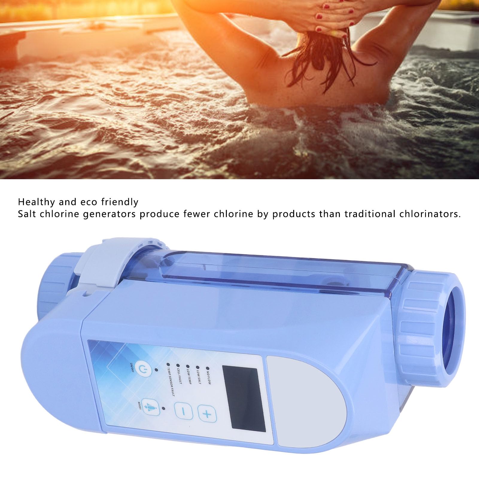 Generador de Cloro Salino, Digital de Piscina de Agua Salada Autolimpiante, Reemplazo Automático del de Cloración Salina para Piscina, Piscina Elevada o Enterrada