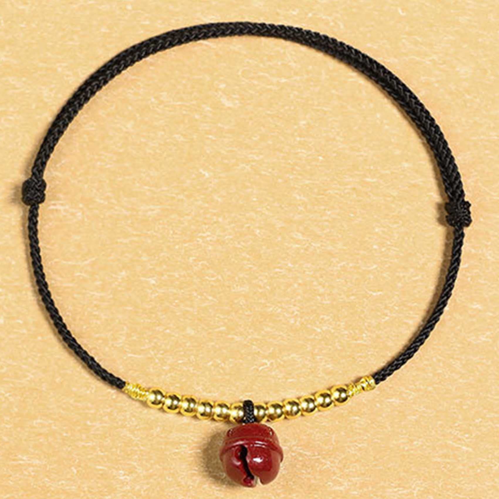 Pulsera Feng, Feng Shui Hilo Rojo Tobillo Cinabrio Campana Colgante Amuleto De La Suerte Cordón Hecho A Mano Pulsera De Pie Joyería De Amuleto De La Fortuna Ajustable Tobillera para Mujer
