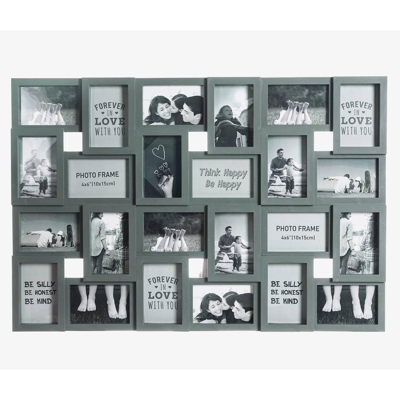 Urbnliving Grey Large Multi Aperture Collage Picture Frame Holds 9/11/18 Photos 6X4 Wood Look (, 24 Piece Photo Frame)