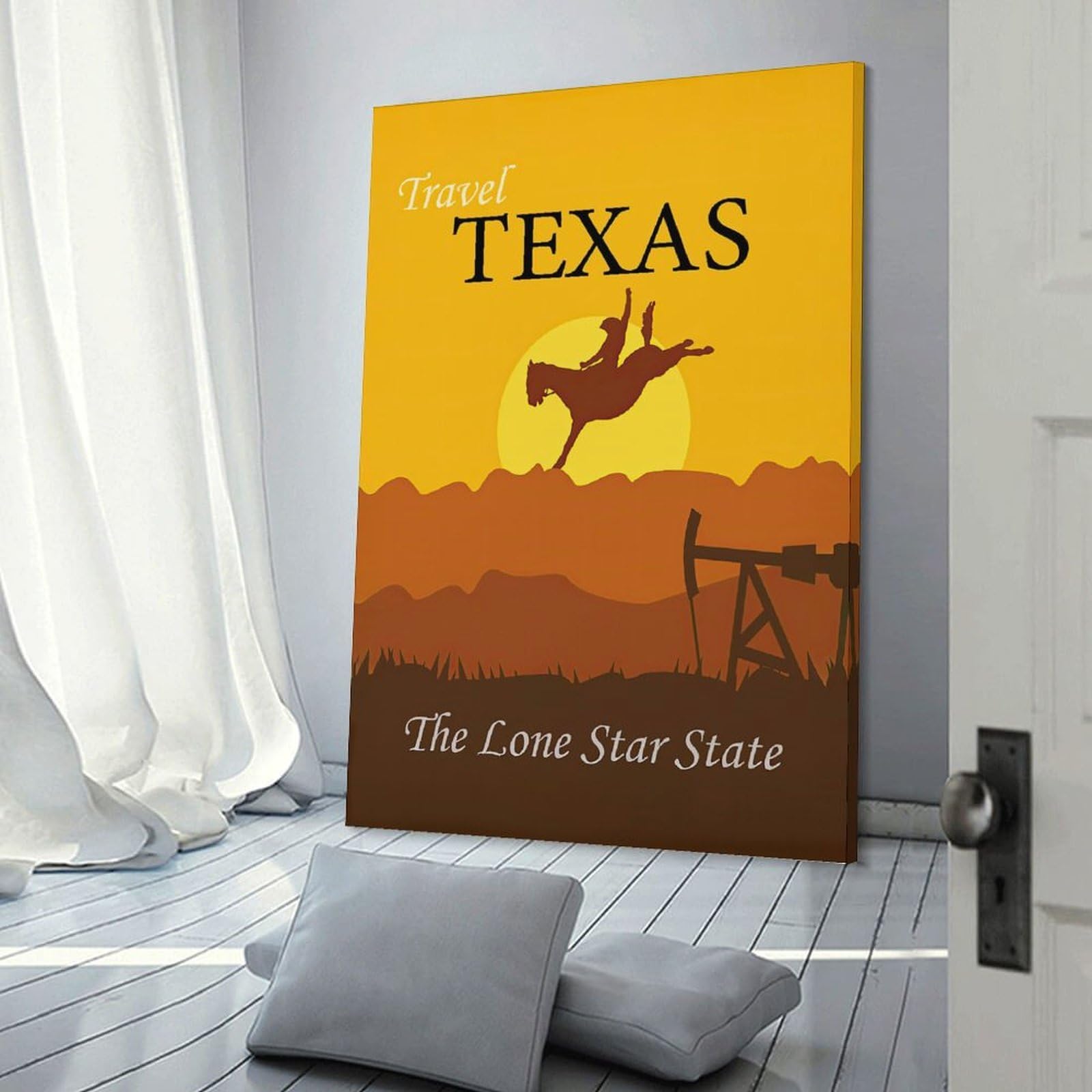 Junmoney Texas Travel Vintage Decorative Wall Artwork, 12x18inch(30x45cm), for Work Areas, Reading Rooms Or Studios, Wall Art That Adds Style to Work Areas