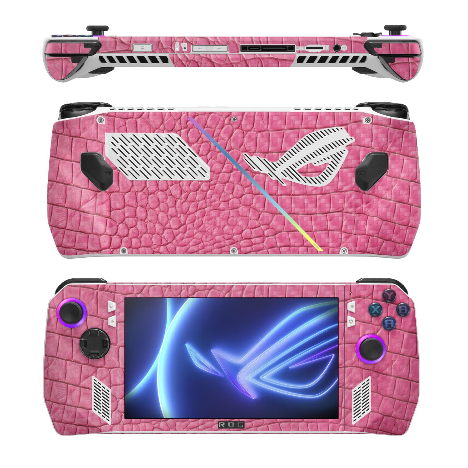 MightySkins Carbon Fiber Skin Compatible with Asus ROG Ally - Pink Gator Skin | Protective, Durable Textured Carbon Fiber Finish | Easy to Apply