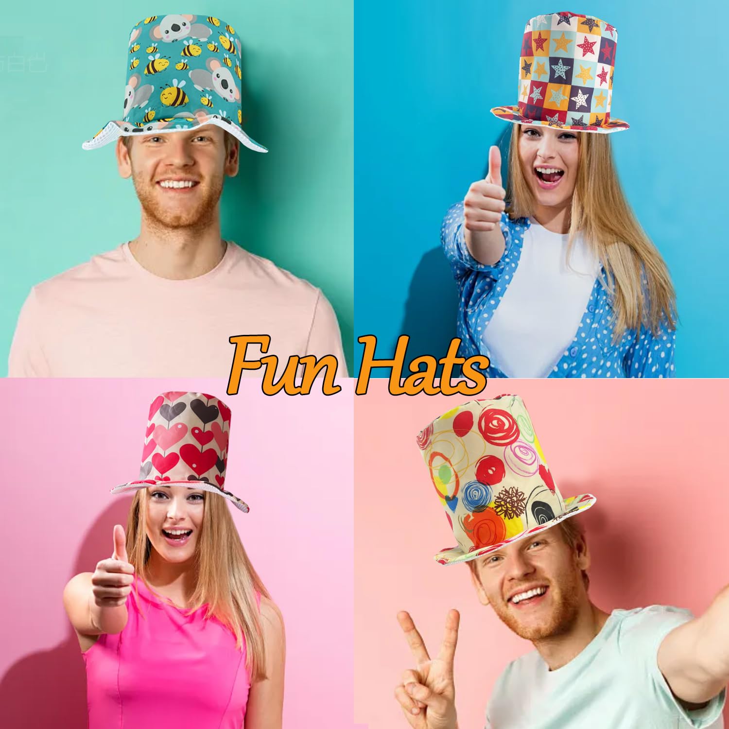 12 sombreros divertidos de fiesta con patrones surtidos, sombreros de fiesta de cumpleaños, accesorios para cabina de fotos, sombreros de fiesta locos, accesorios para hombres, mujeres y