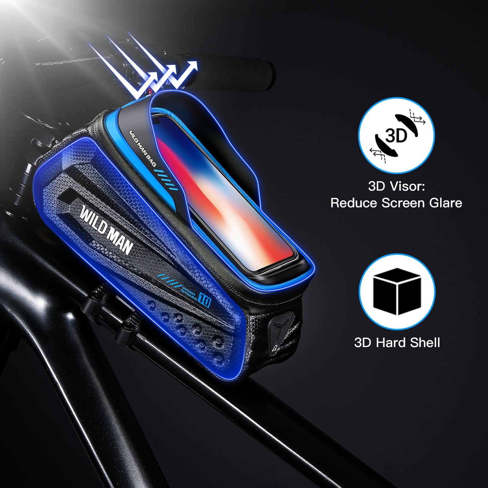 FAIREACH Support Téléphone Vélo – Grand Volume, Ouverture Rapide, étanche Avec Pare-soleil 3D, Compatible Face ID Et écran Tactile Jusqu’à 6,8″