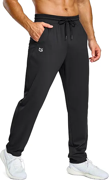G Gradual Men's Sweatpants with Pockets Lightweight Workout Athletic Track Pants Stretch Gym Running Jogging Joggers for Men(Black,M)