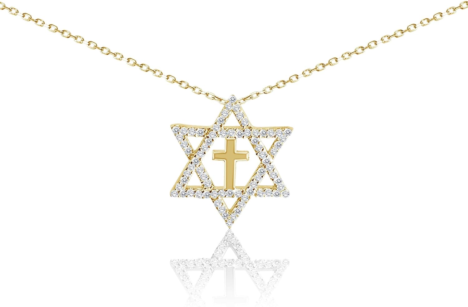 Alef Bet by Paula Star of David and Cross Sparkling Necklace - Image 9