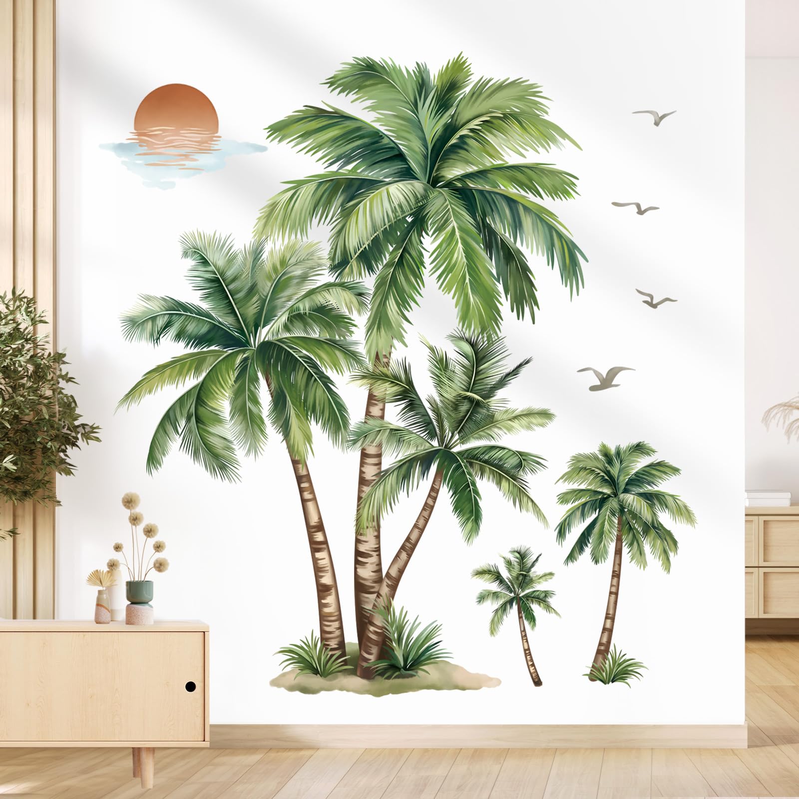wondever Pegatinas de Pared Palmeras Grandes Adhesivos Decorativos Árbol Boho Planta Tropical Vinilos Pared para Salón Dormitorio Habitación