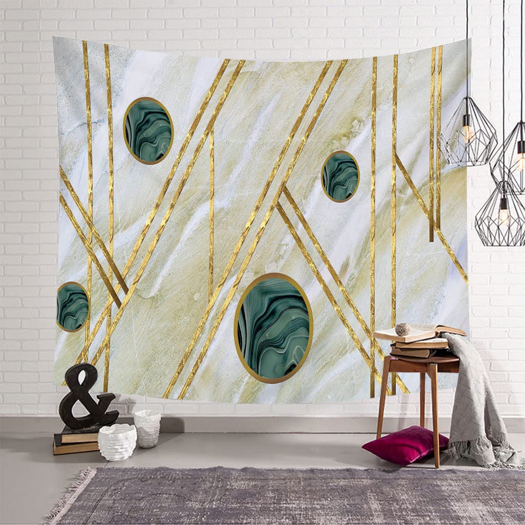 Tapiz Tela Pequeño De Suelo para Piscinas Rectangulares Oro Arte Geométrico Textura Mármol Tapices Indios Pared Paisajes para Decoración Sala Estar del Dormitorio 59x59 Inches