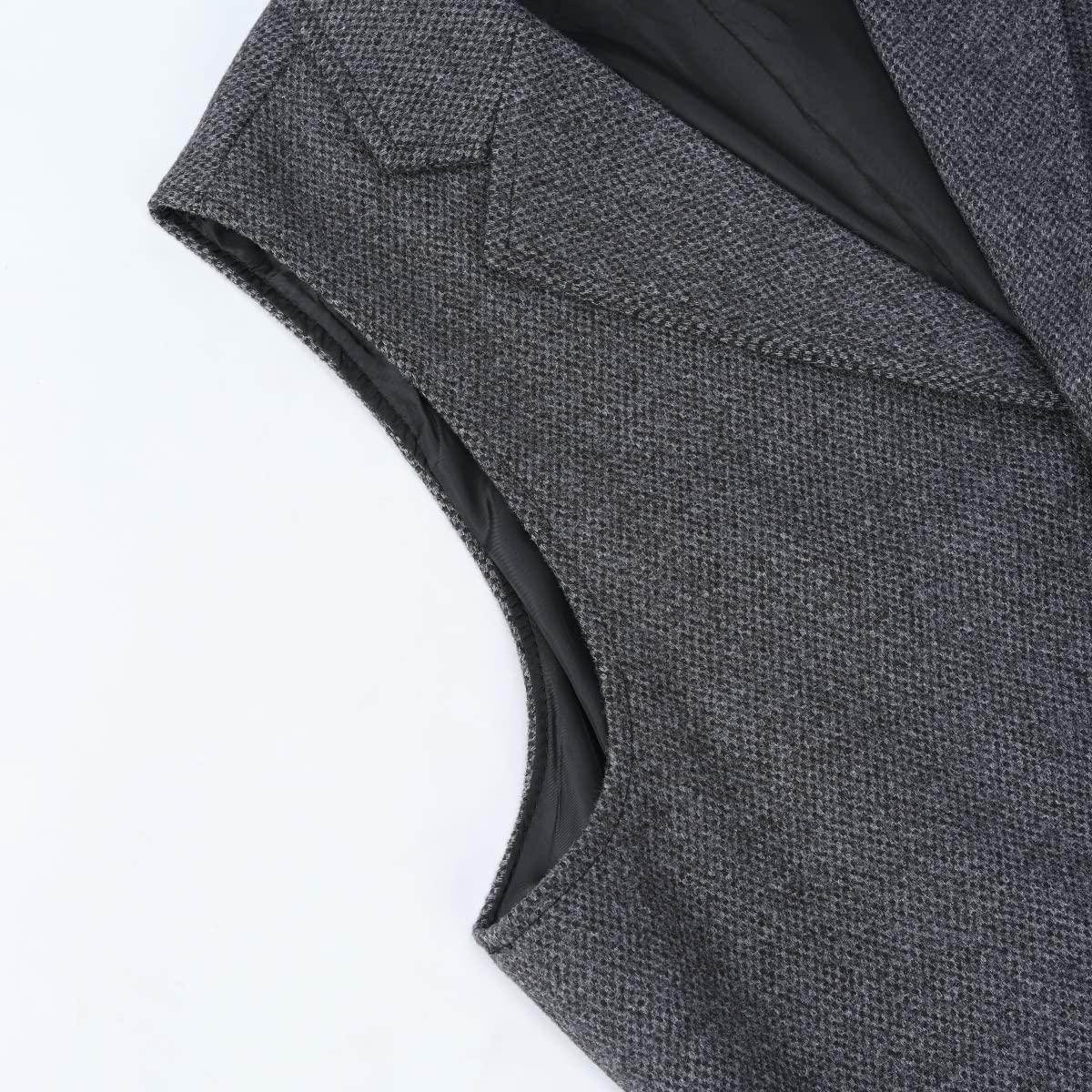 Allthemen Chaleco de hombre Solapa Tweed Traje de lana Chaleco Formal Regular Fit Chaleco de hombre Retro Boda de negocios