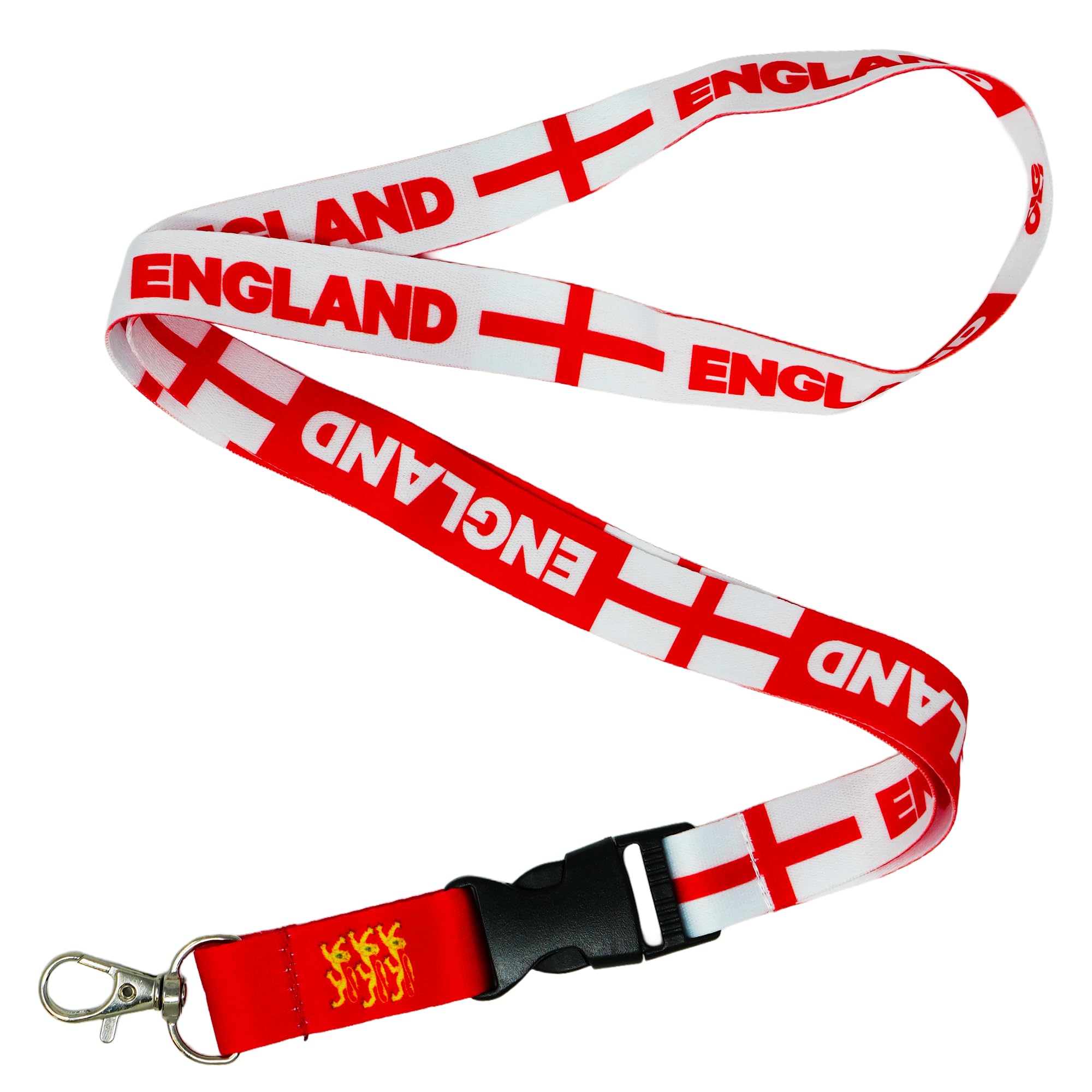 Tigoli England Flag Lanyard with St George Cross Design and Detachable Buckle, Red White Football Supporter Neck Strap Keychain Holder 57 x 2cm