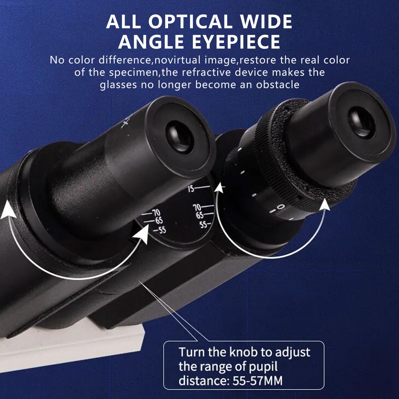Microscopio BiolóGico Educativo para Estudiantes, Platina MecáNica De Doble Capa Y Perilla De Enfoque Grueso/Fino Coaxial, Microscopio Trinocular Compuesto,5000X+A