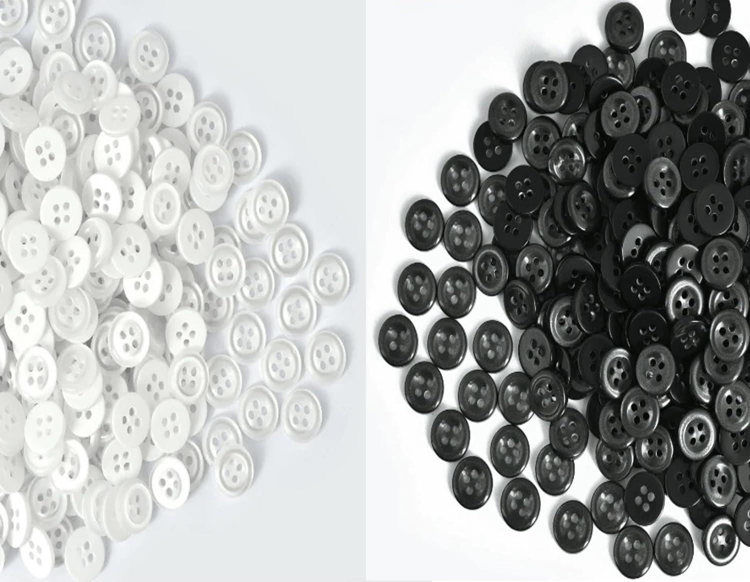 MANSHAMART® 100 Piece White and Black Shirt Buttons Stylish 4-Hole - Versatile for Sewing, Knitting, Dressmaking, and Crafting - Ideal for Shirts - Pack of 100 Buttons - 50 White 50 Black