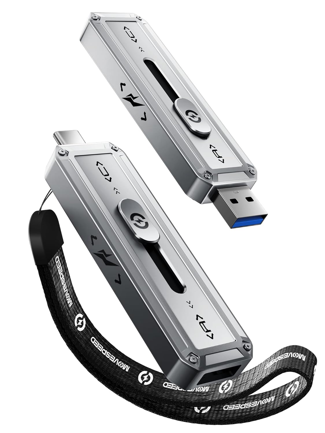 MOVE SPEED 256GB External SSD, 2000MB/s TLC Reliable Transfer Portable SSD with USB 3.2 Gen2x2 + Type C, Cool USB Drive for Phone/Windows/Mac (SP20)