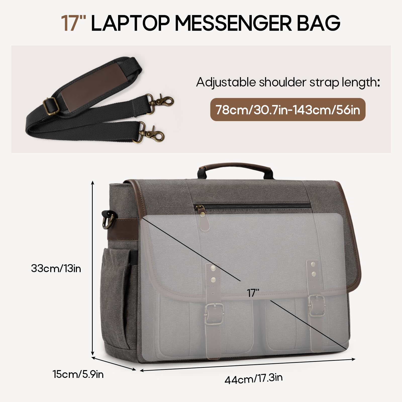 RAINSMORE Sacoche Ordinateur Homme 17 Pouces Cartable