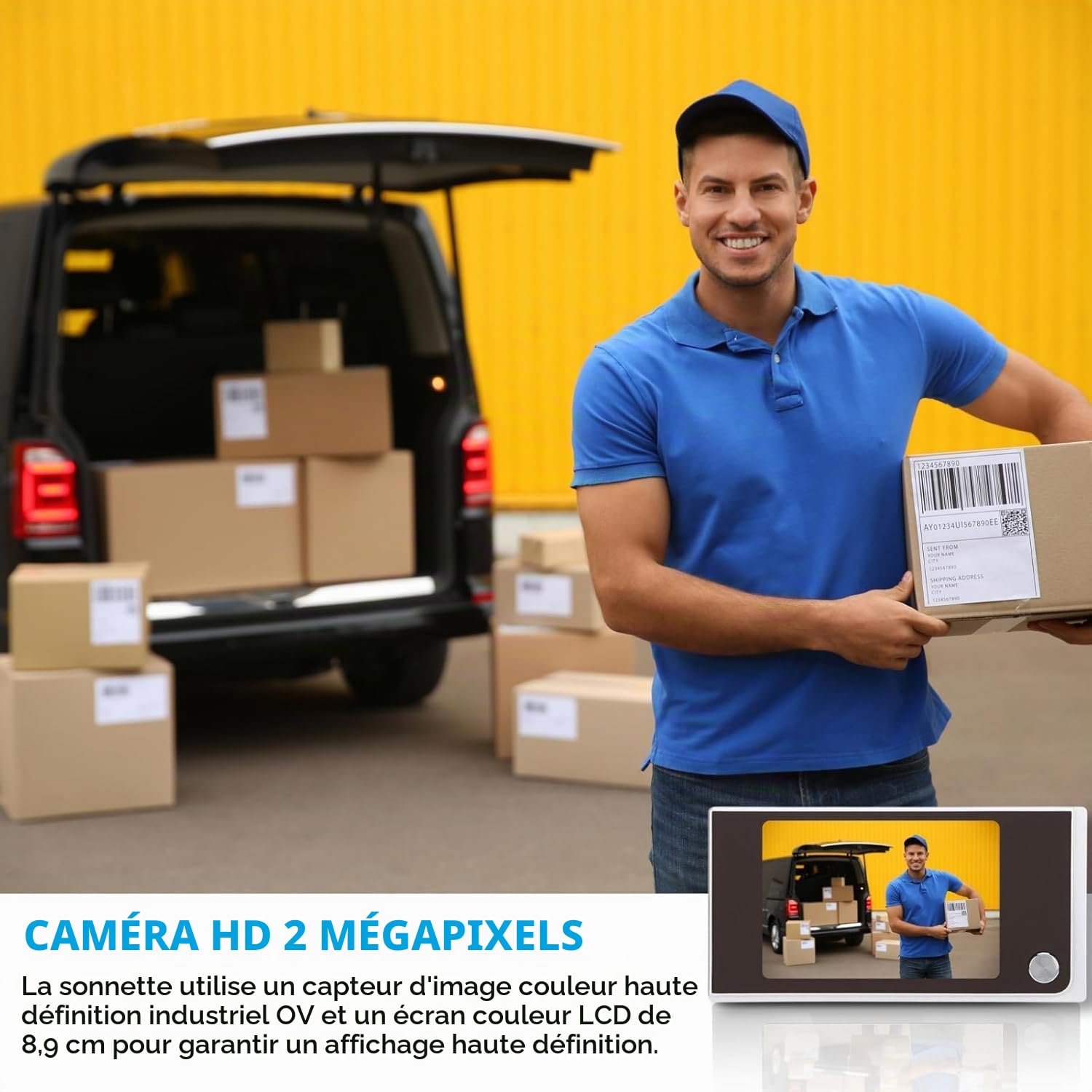 Visionneuse de Caméra de Porte Numérique,Caméra de Porte HD 3,5 Pouces 720P