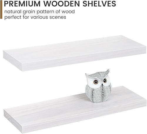 Miniatura 4 de Estantes flotantes de granja, estante de pared de madera rústica de 8 pulgadas de profundidad, estante de almacenamiento de madera de pino maciza de