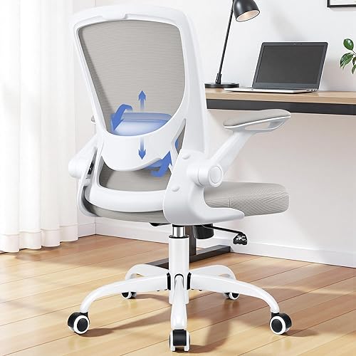Silla de oficina ergonómica, sillas de computadora de malla con soporte lumbar, silla de escritorio giratoria con brazos abatibles y altura