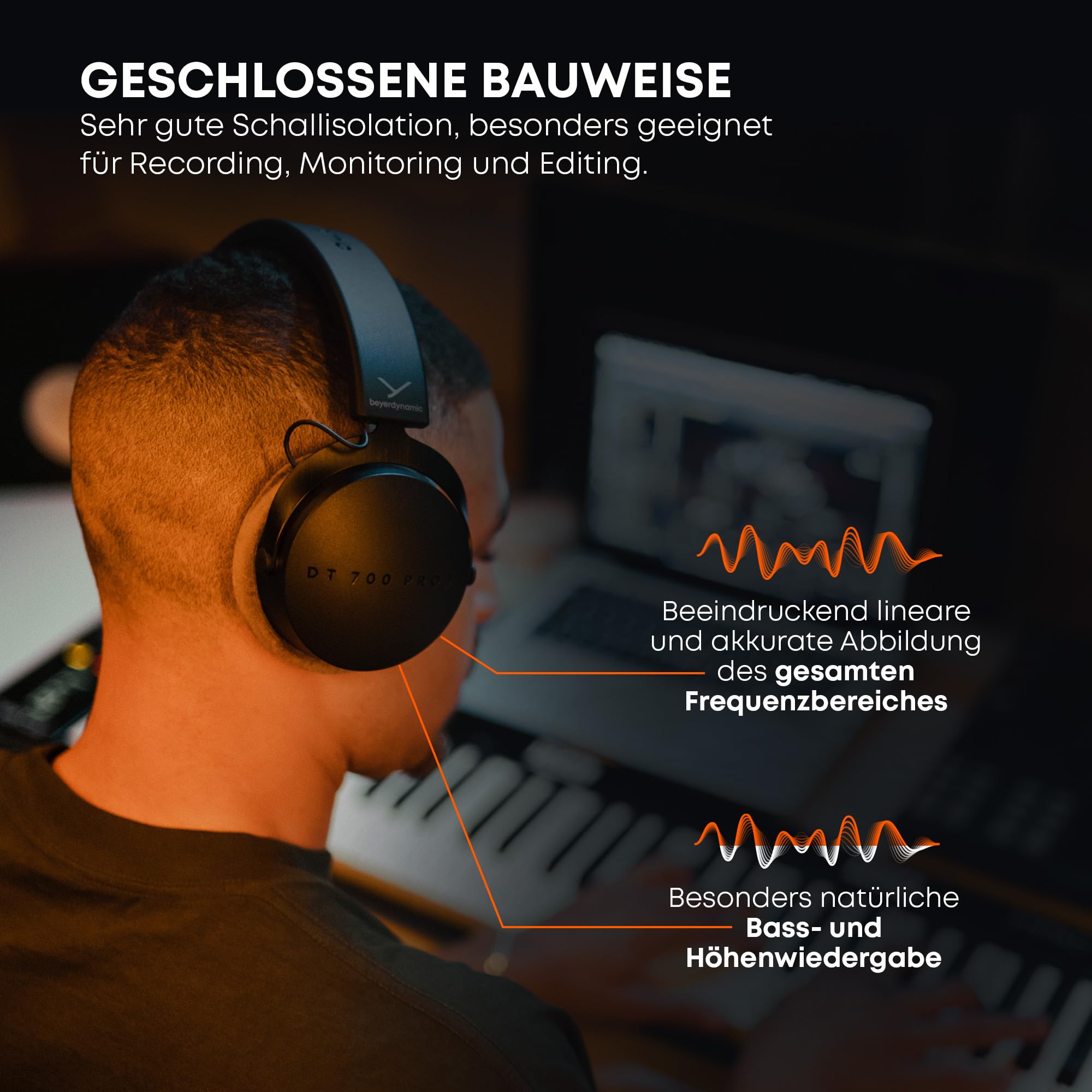 beyerdynamic DT 700 PRO X Studio-Kopfhörer mit STELLAR.45 Treiber für Recording, Monitoring & Mixing an Allen Abspielgeräten (geschlossen)
