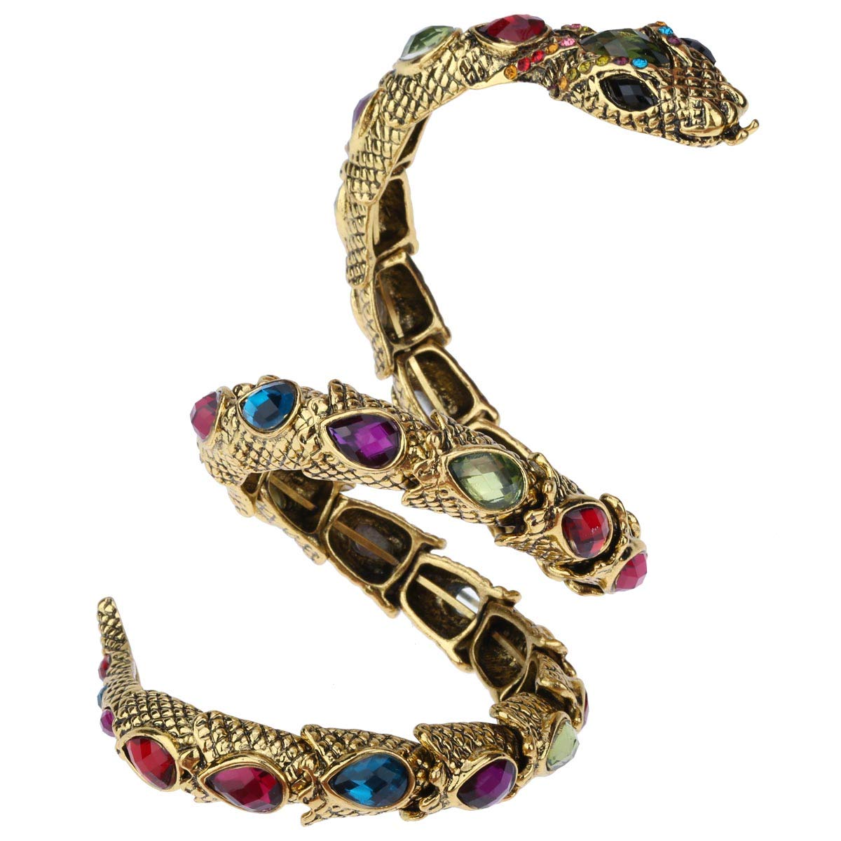 YACQ Women's Crystal Stretch Snake Bracelet Fit Wrist Size 6-1/2 to 8 Inch - Lead & Nickle Free - Halloween Costume Outfit Accessories Jewelry