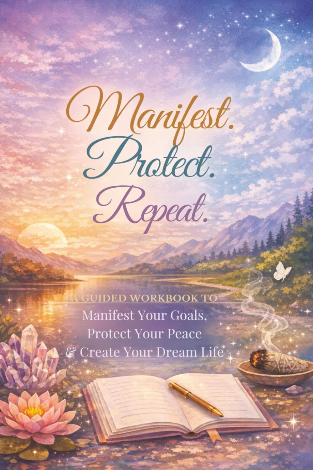 Manifest. Protect. Repeat. — A Guided Workbook to Manifest Your Goals, Protect Your Peace & Create Your Dream Life: Self-Care, Manifesting, Spiritual, Motivational, Gratitude, Dreams, Mindfulness