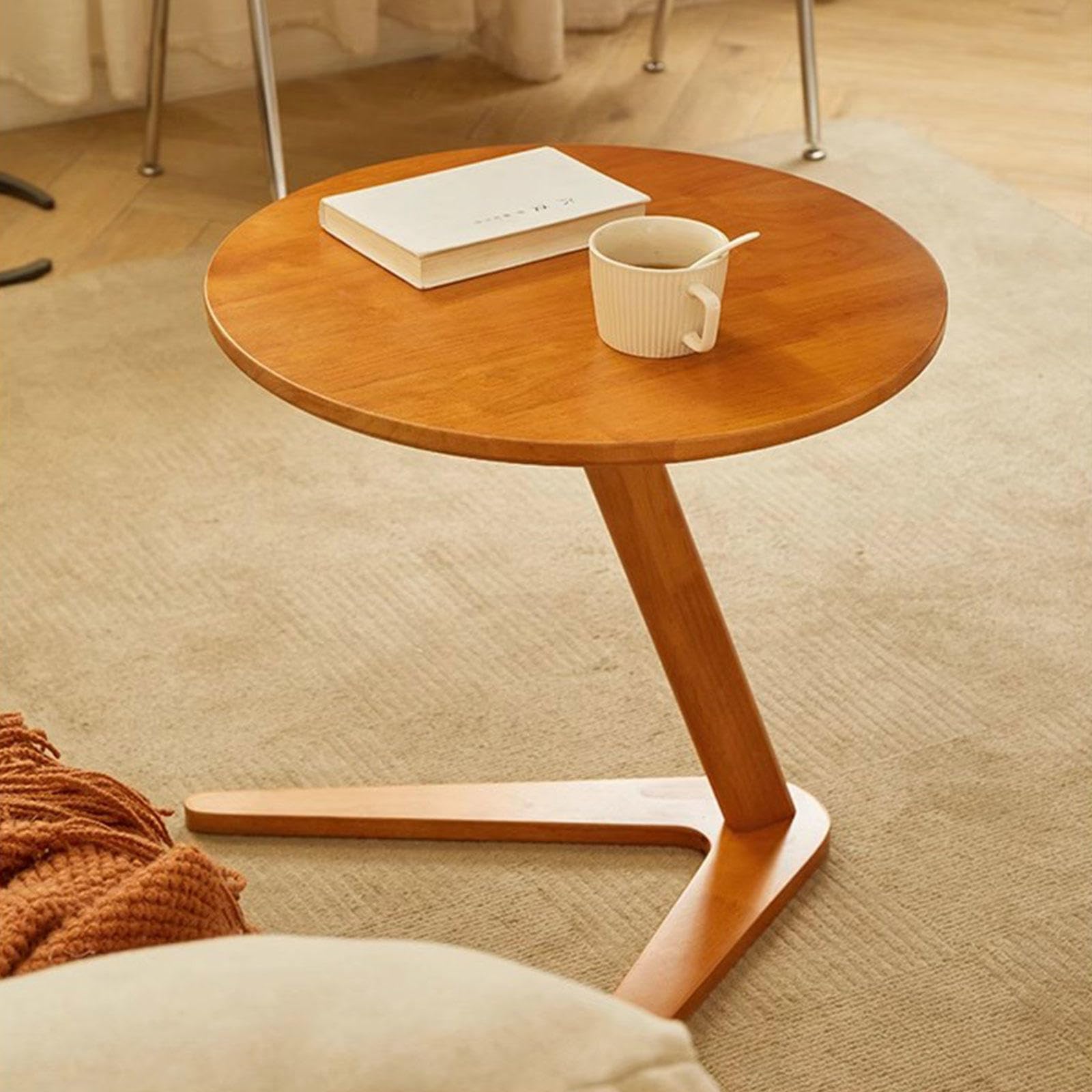 Bijzettafel Theetafel C-vormige massief houten kleine theetafel, eenvoudige bar vrije tijd salontafel woonkamer slaapkamer sofa tafel (kleur: hout