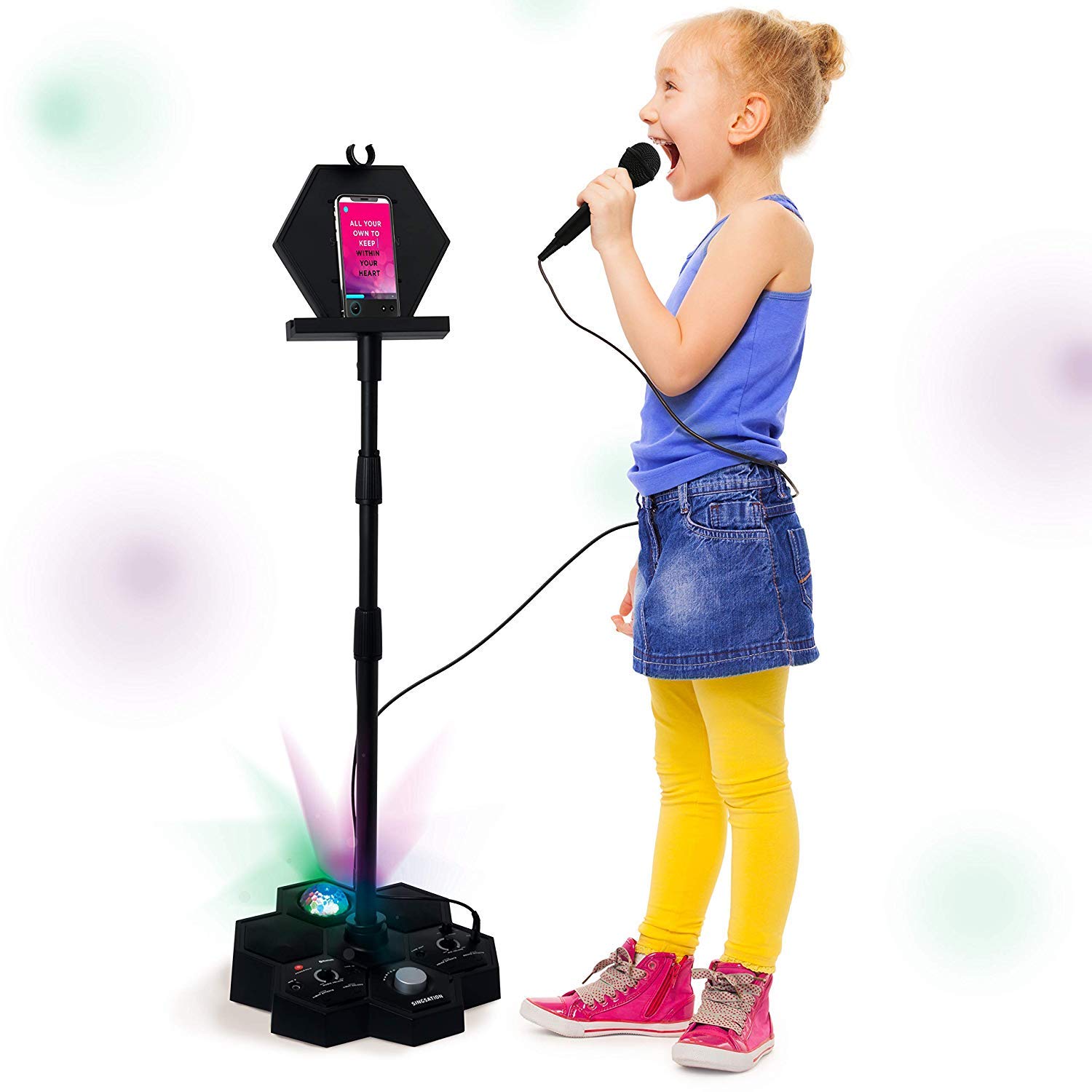 Singsation Deluxe 2 Mic All-In-One Karaoke System & Party Machine - Performer Speaker w/Bluetooth Microphone Sing Stand - No CDs! - Kids or Adults Can Use YouTube for Favorite Karaoke Videos or Songs