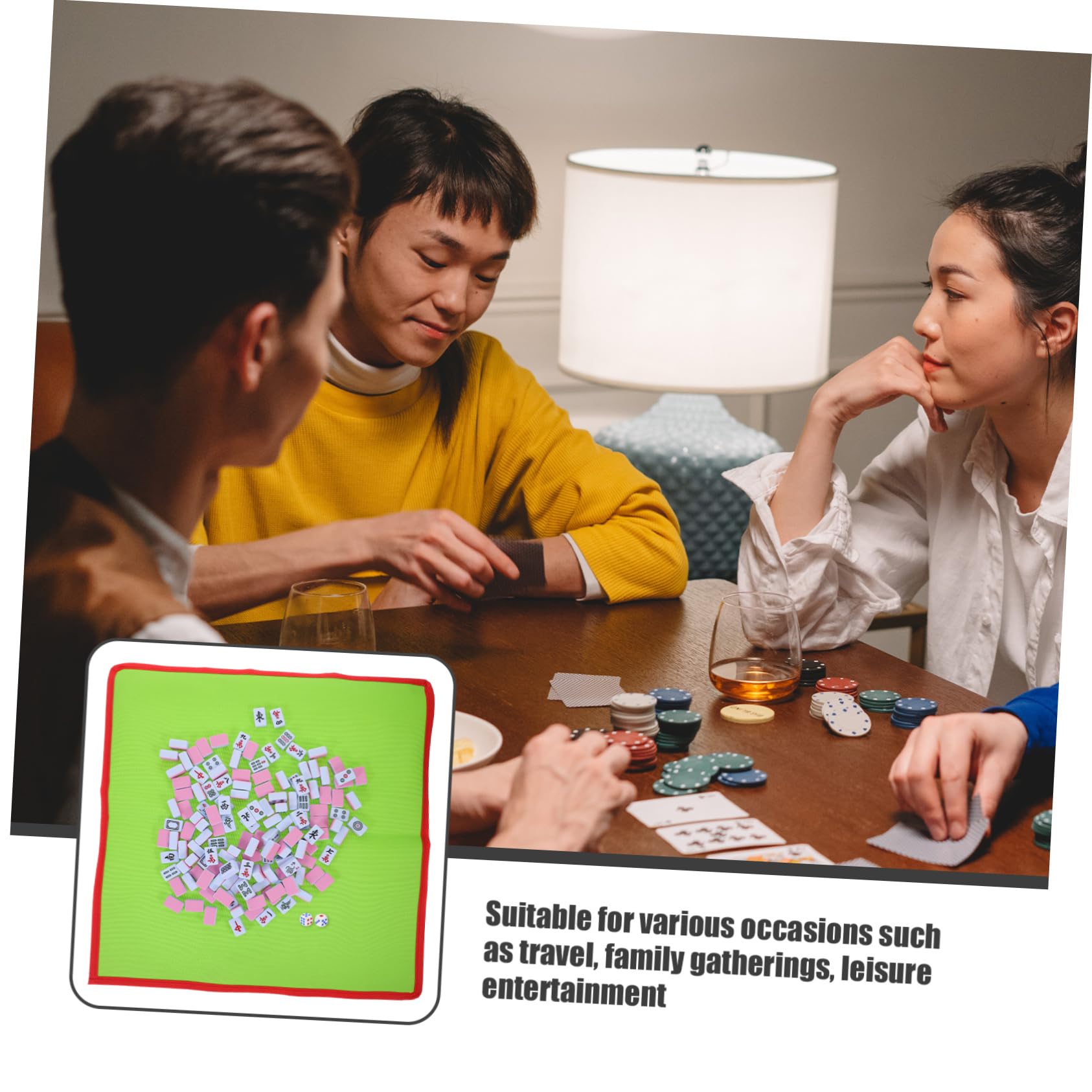 BESTonZON 1 Set Mini Kit de Mahjong Mahjong Voyages Jeu Portable Léger pour Voyages et Réunions Familiales