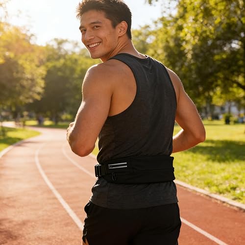 Miniatura 3 de Riñonera para correr para mujeres y hombres, riñonera para corredores, senderismo, escalada, bolsa ajustable para correr (3 bolsillos), cinturón