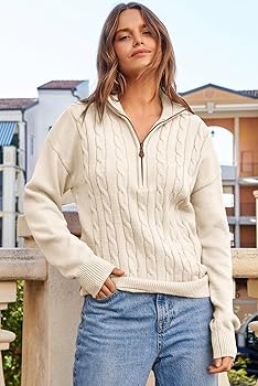 Dokotoo White Womens Early Fall Sweaters for Women Trendy 2025