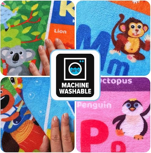 Miniatura 7 de QUOKKA Alfombra de juego para bebé para piso, alfombra ABC de superficie de felpa súper suave para niños pequeños y bebés, extra gruesa (0.3